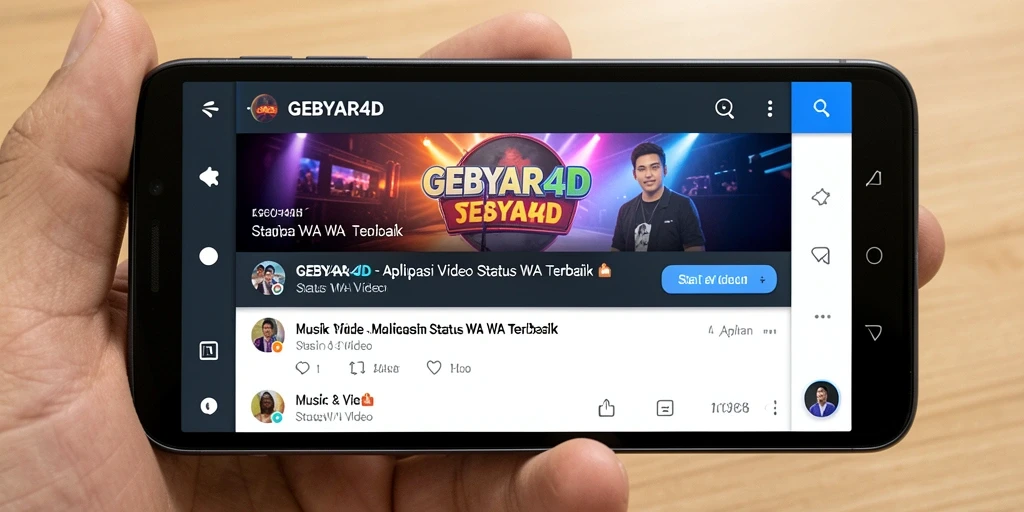 Tampilan antarmuka GEBYAR4D untuk memilih video status WA yang menarik.
