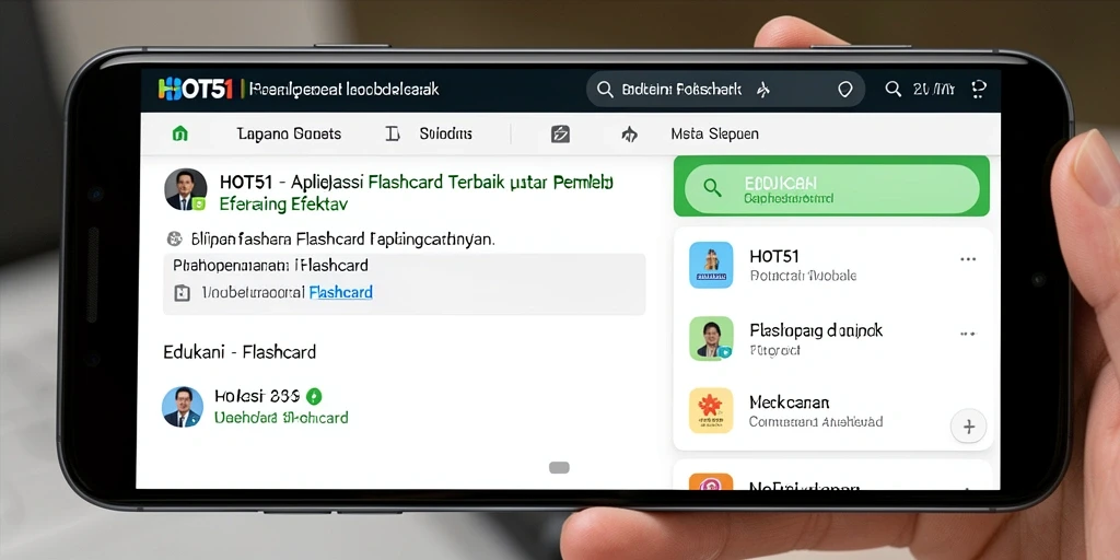 Tampilan antarmuka utama HOT51 dengan fungsi Flashcard yang mudah digunakan.