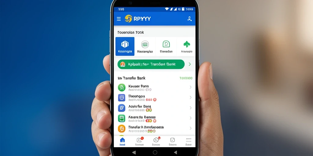 Tampilan antarmuka aplikasi Transfer Bank RPYYY yang modern dan intuitif.